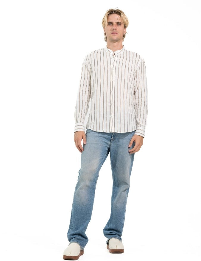 CAMICIA BROWN DOUBLE STRIPES - Benevierre