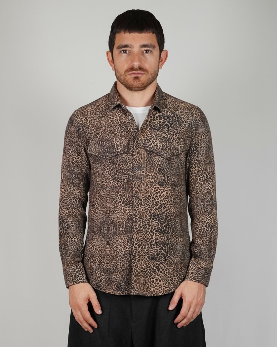 CAMICIA BROWN LEOPARD - Benevierre