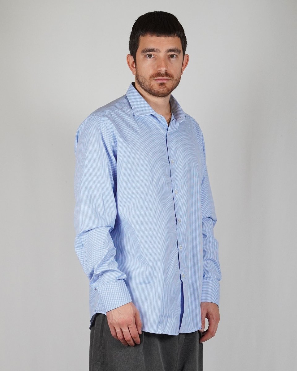 CAMICIA ELEGANT CELESTE A QUADRETTI - Benevierre