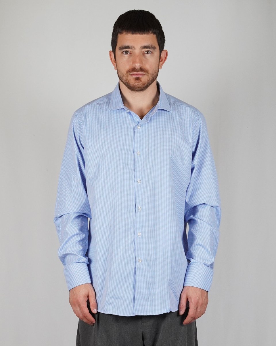 CAMICIA ELEGANT CELESTE A QUADRETTI - Benevierre