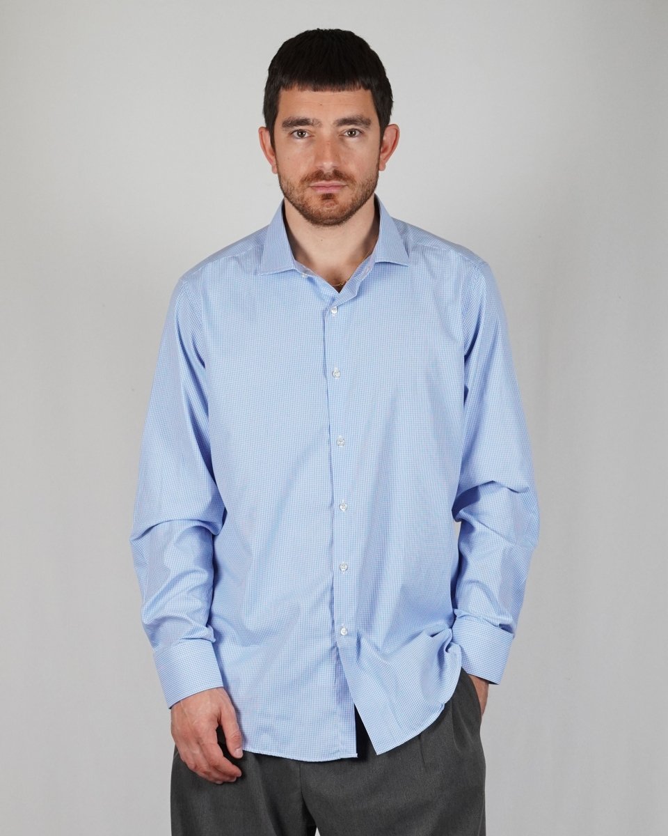 CAMICIA ELEGANT CELESTE A QUADRETTI - Benevierre