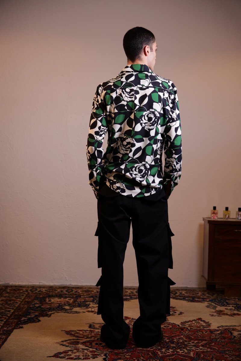 CAMICIA GEOMETRIC GREEN ROSES - Benevierre