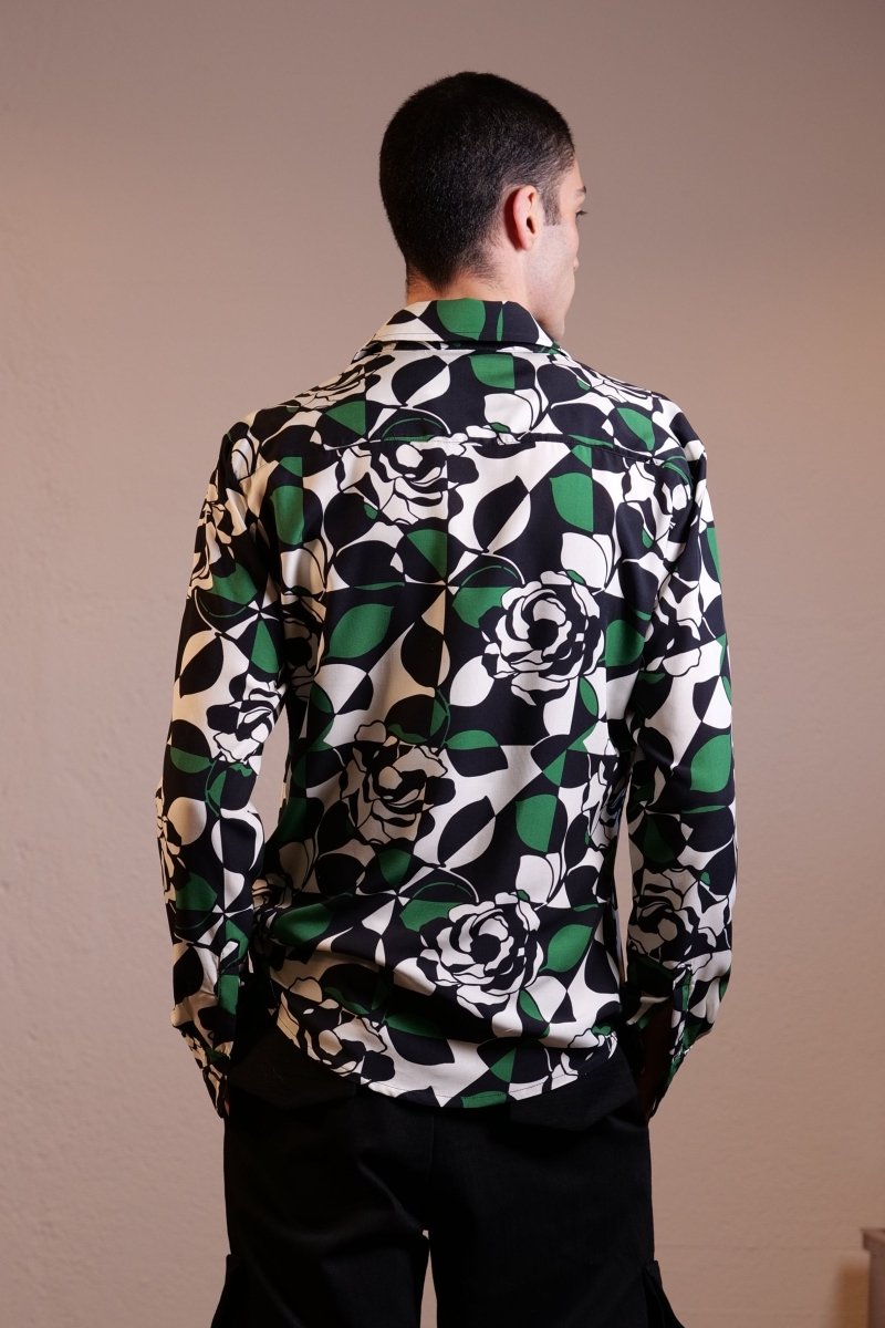 CAMICIA GEOMETRIC GREEN ROSES - Benevierre