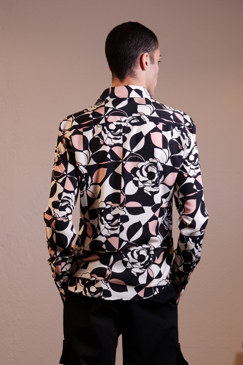CAMICIA GEOMETRIC PINK ROSES - Benevierre