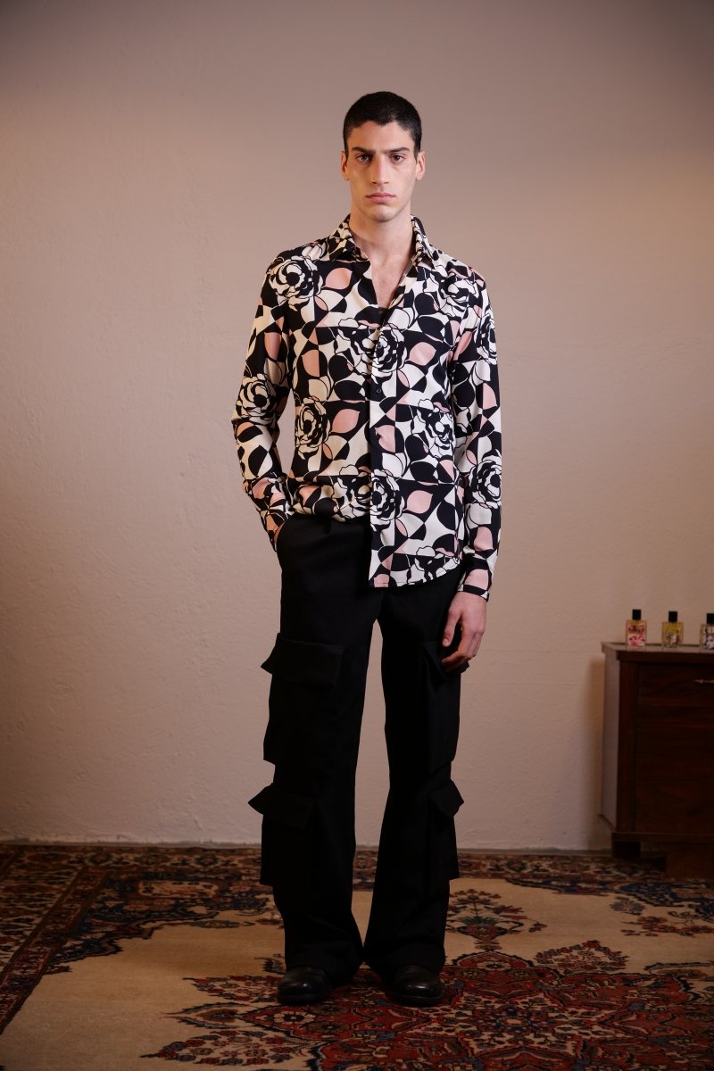 CAMICIA GEOMETRIC PINK ROSES - Benevierre