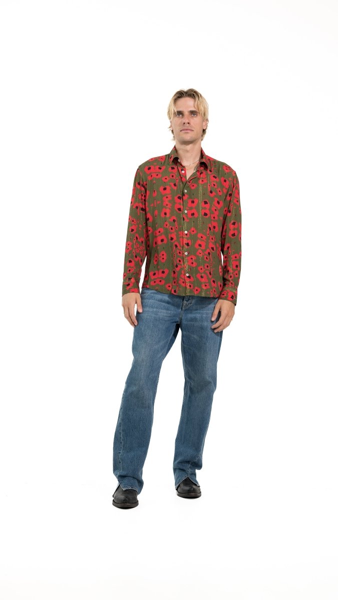 CAMICIA GREEN PAPAVERI - Benevierre