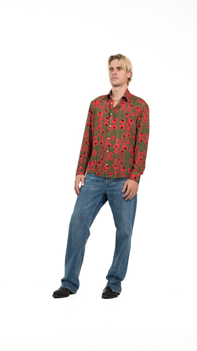 CAMICIA GREEN PAPAVERI - Benevierre