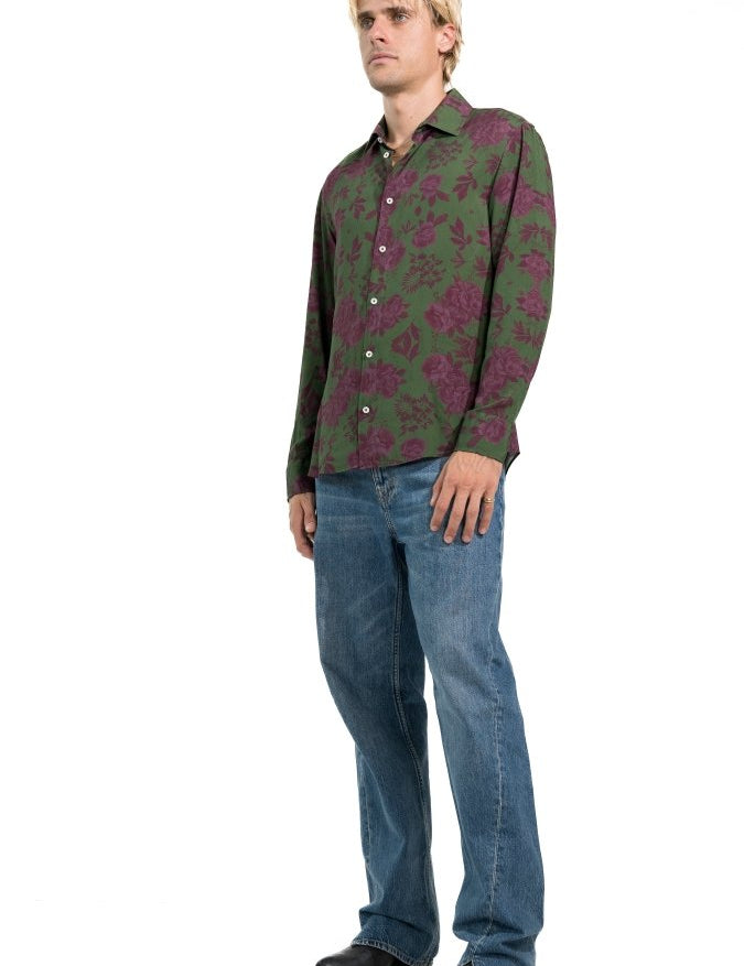 CAMICIA GREEN VINTAGE ROSES - Benevierre