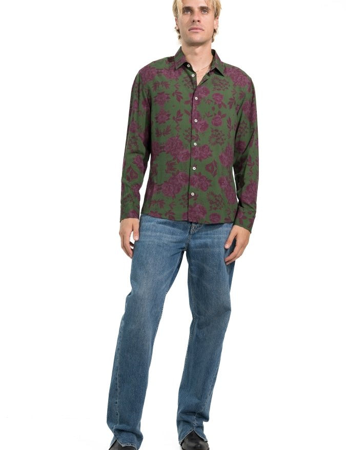 CAMICIA GREEN VINTAGE ROSES - Benevierre