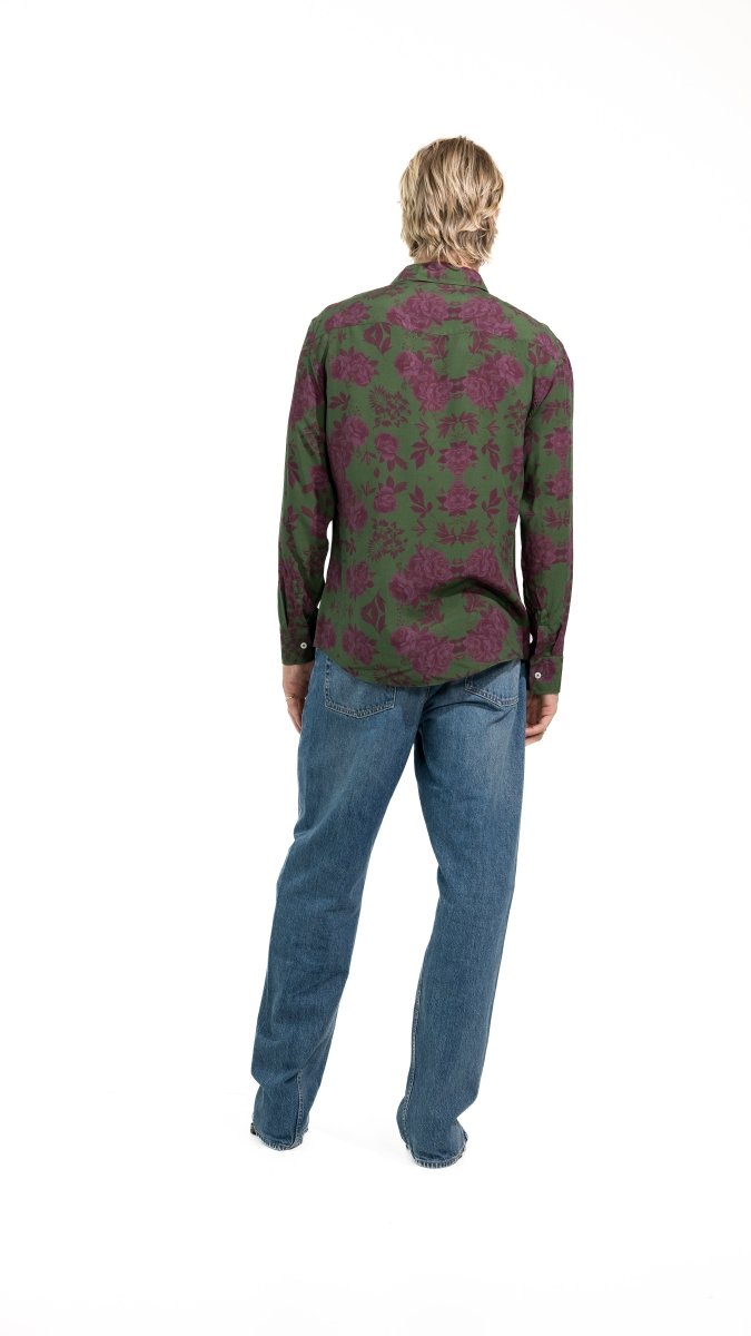 CAMICIA GREEN VINTAGE ROSES - Benevierre