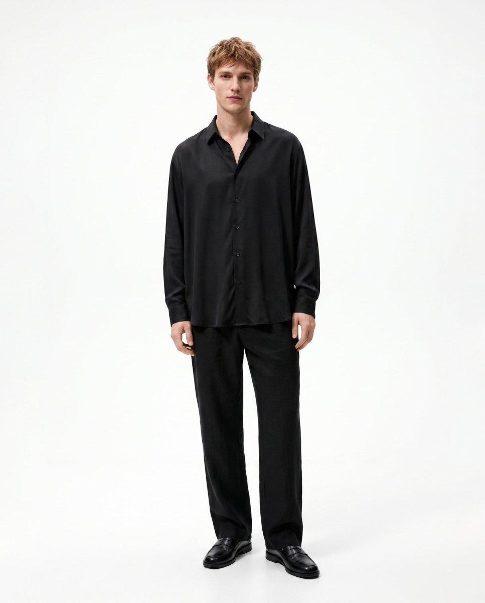 CAMICIA IN VISCOSA BLACK - Benevierre