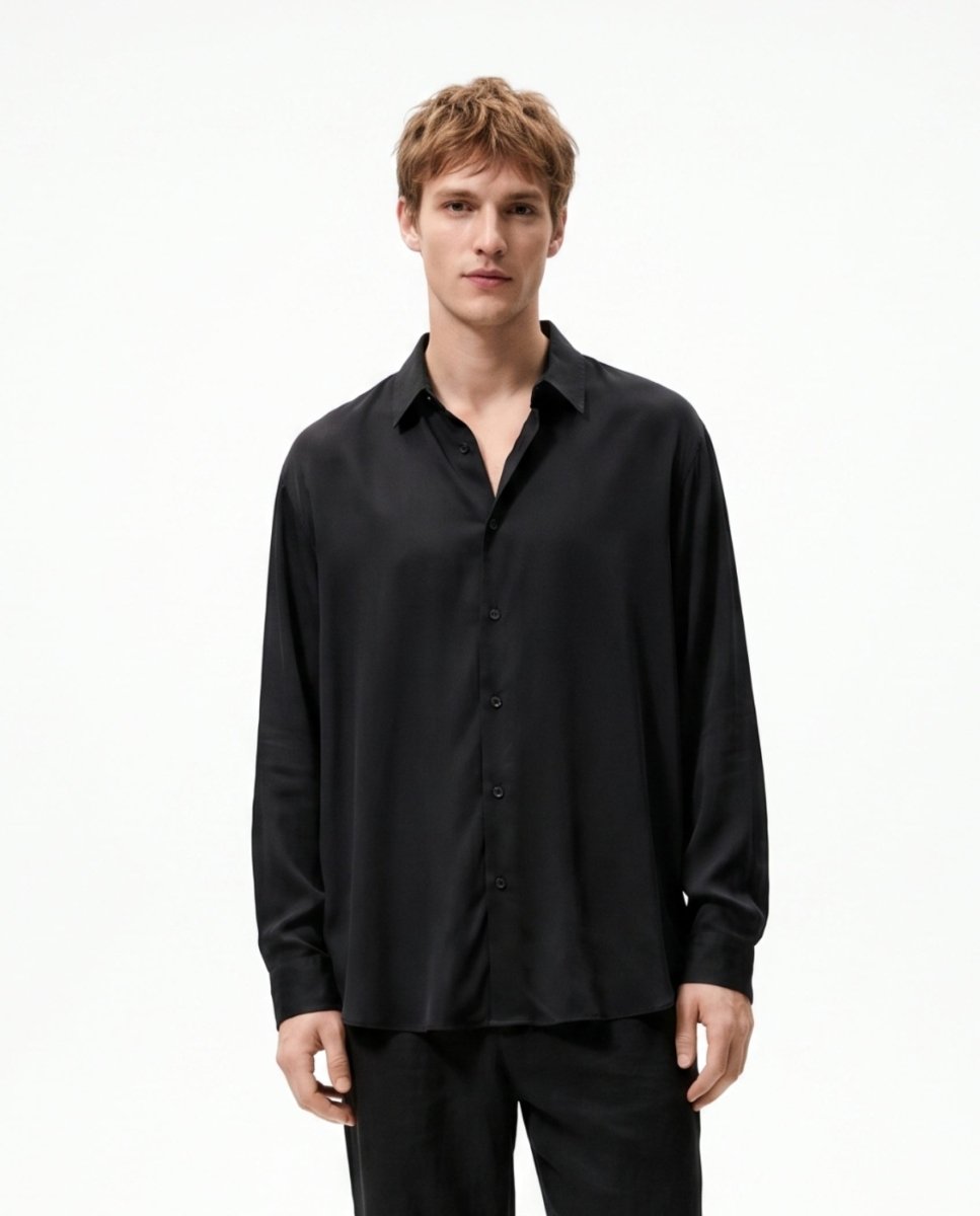 CAMICIA IN VISCOSA BLACK - Benevierre