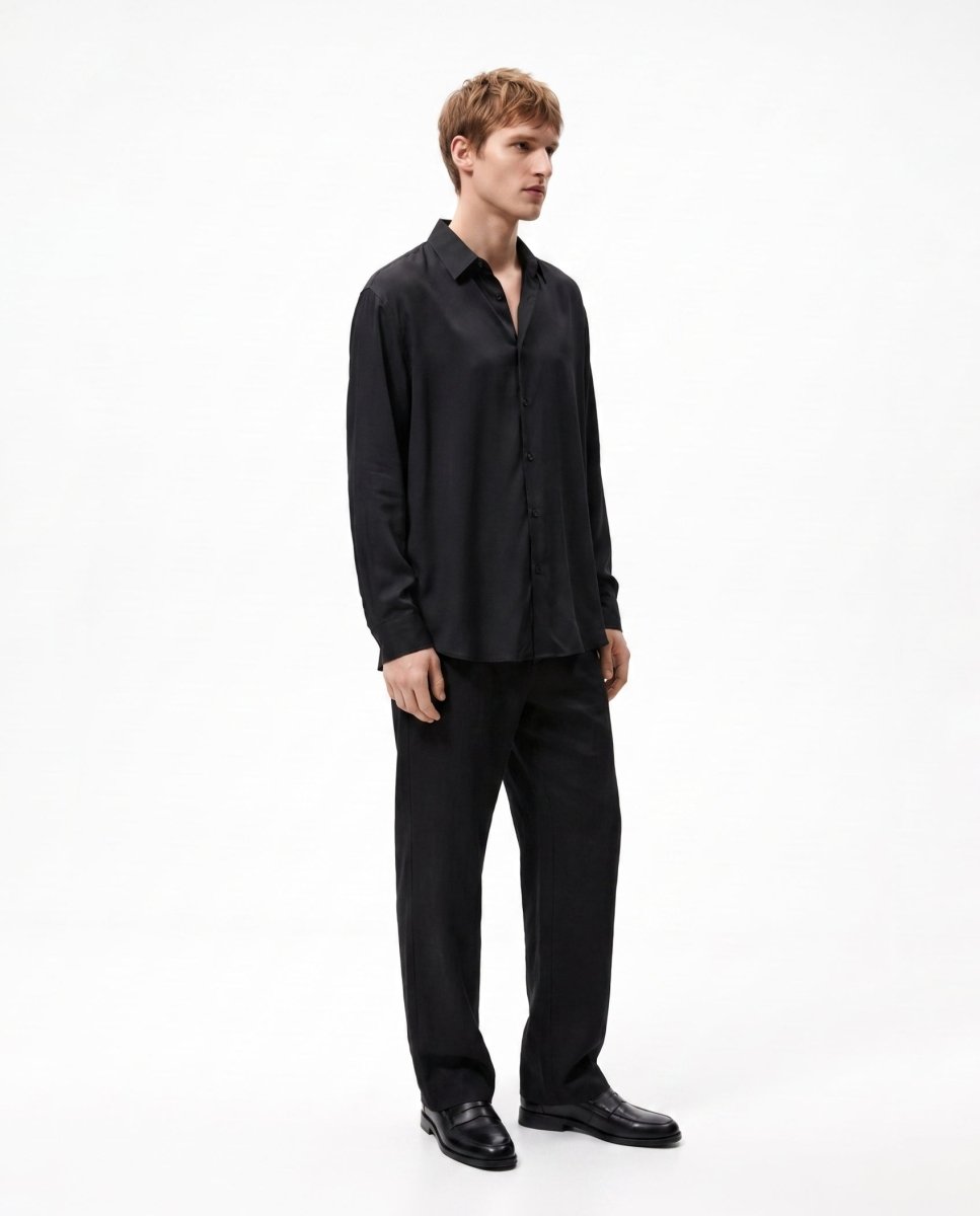CAMICIA IN VISCOSA BLACK - Benevierre