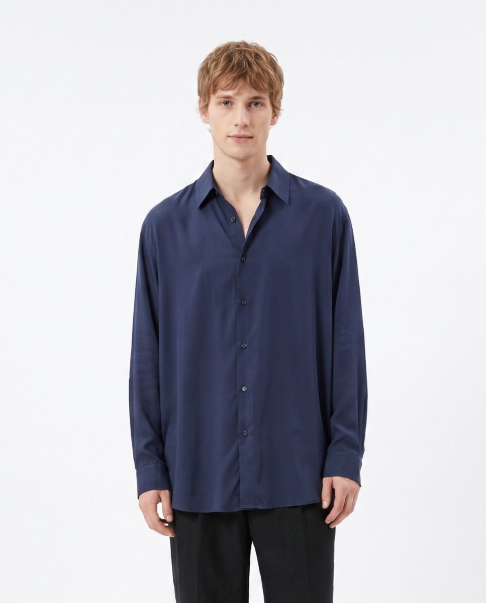 CAMICIA IN VISCOSA BLUE - Benevierre