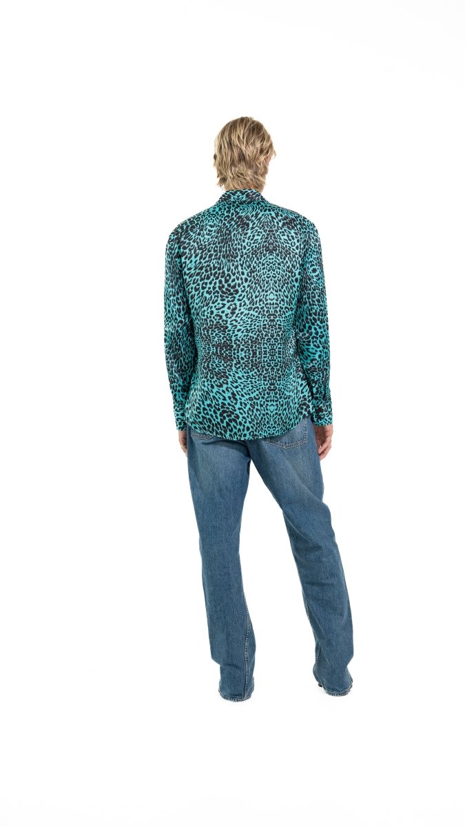 CAMICIA LIGHT BLUE LEOPARD - Benevierre