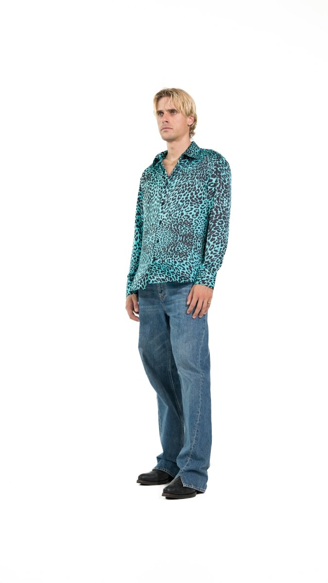 CAMICIA LIGHT BLUE LEOPARD - Benevierre