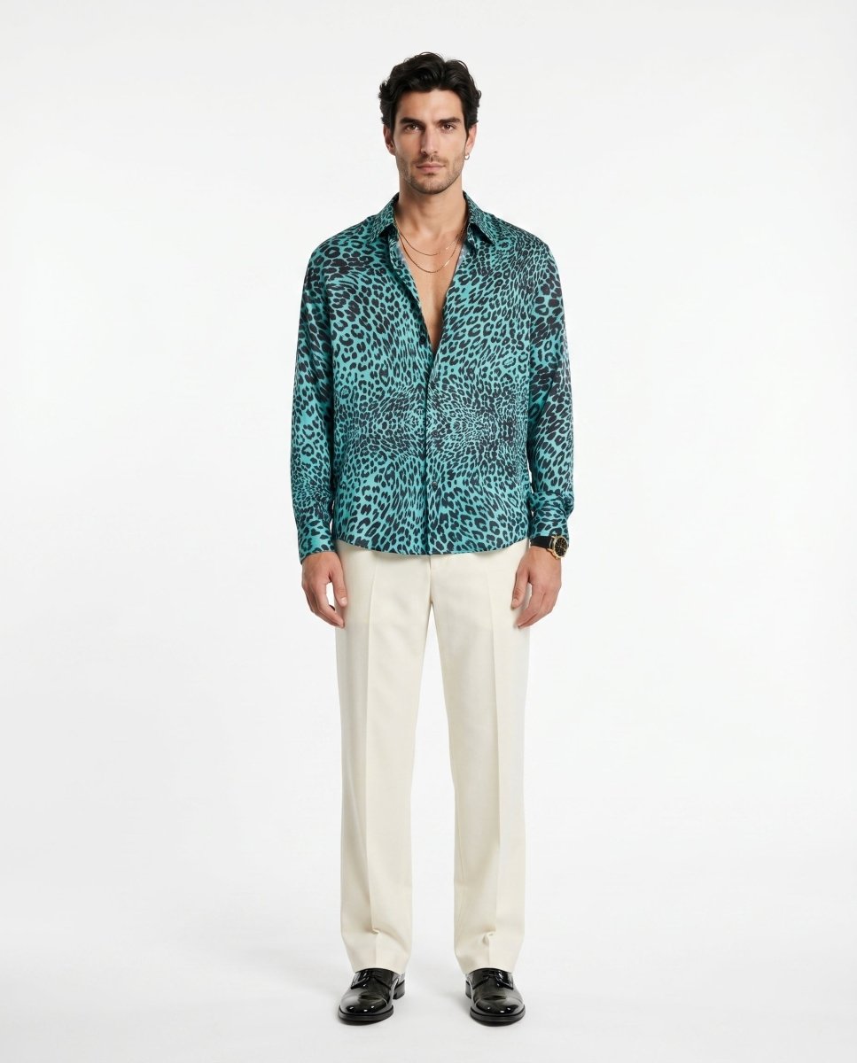 CAMICIA LIGHT BLUE LEOPARD - Benevierre