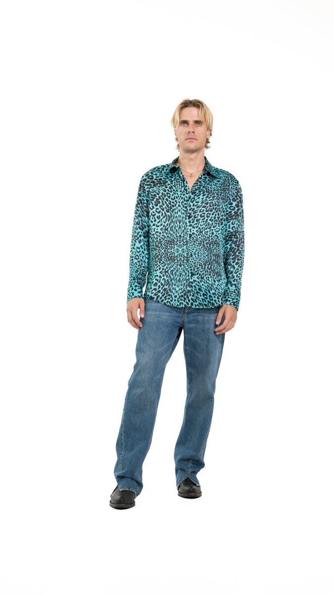 CAMICIA LIGHT BLUE LEOPARD - Benevierre