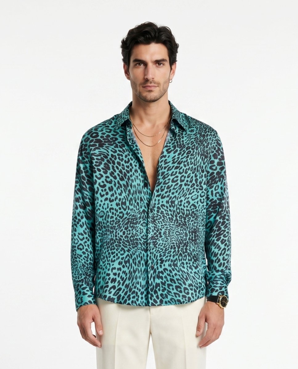 CAMICIA LIGHT BLUE LEOPARD - Benevierre