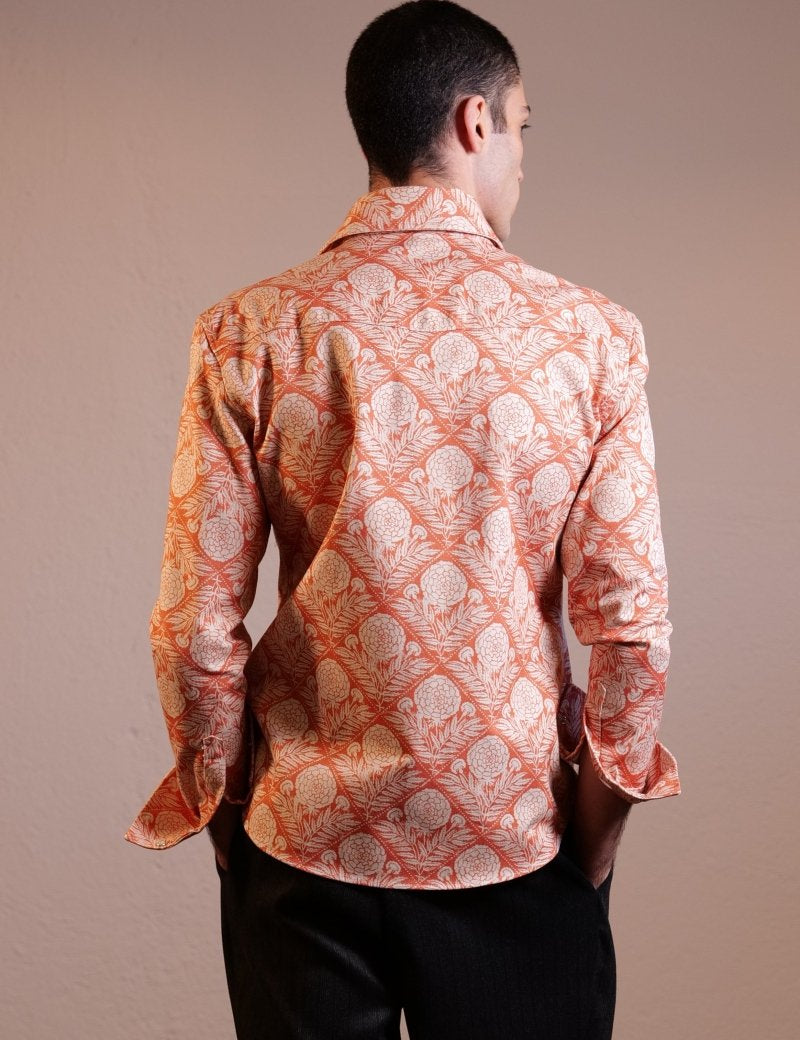 CAMICIA ORANGE FLOWER PATTERN - Benevierre