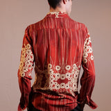 CAMICIA RED PAINTED FLOWERS - Benevierre