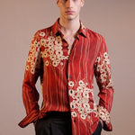 CAMICIA RED PAINTED FLOWERS - Benevierre