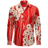 CAMICIA RED PAINTED FLOWERS - Benevierre