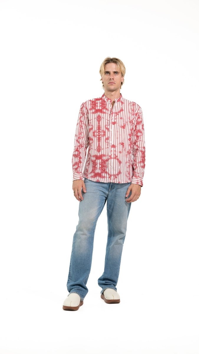 CAMICIA RED STRIPES TIE DYE - Benevierre