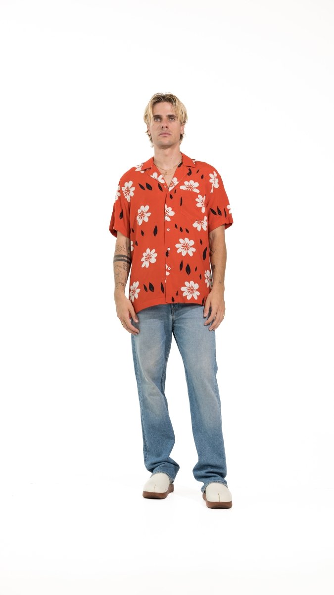 CAMICIA RED SUMMER FLOWERS - Benevierre