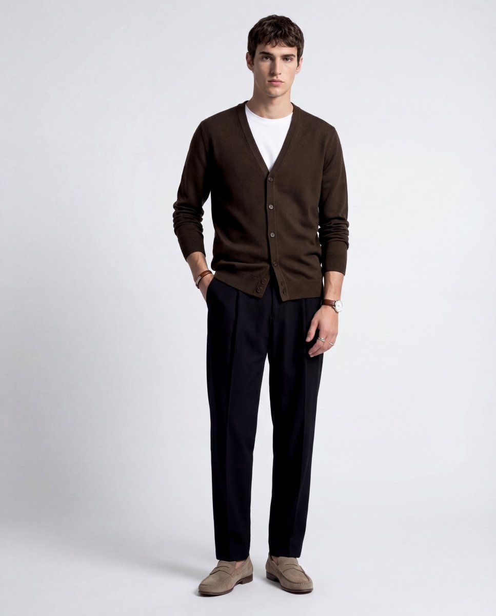 CARDIGAN CLASSIC BROWN - Benevierre