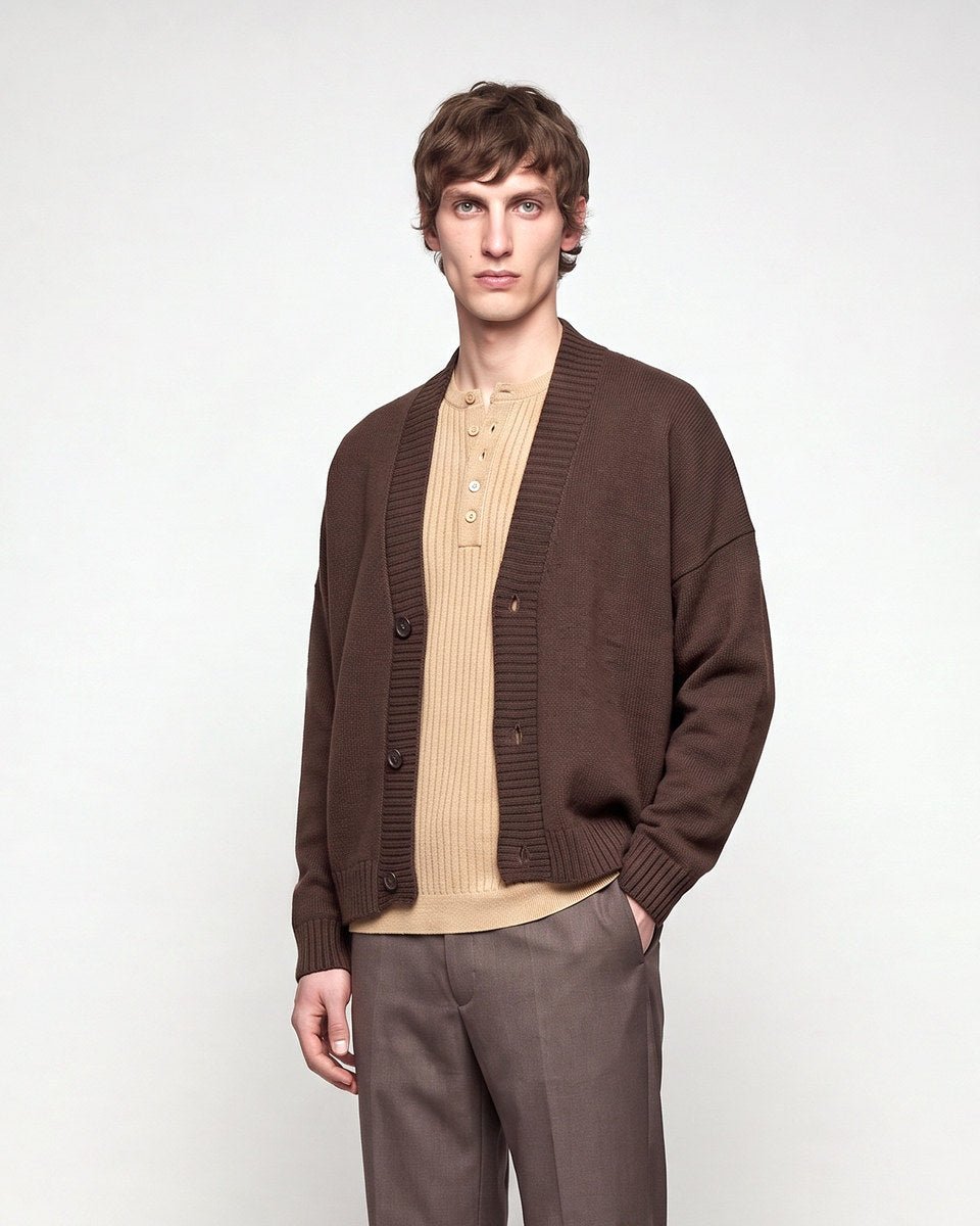 CARDIGAN CROP BROWN - Benevierre