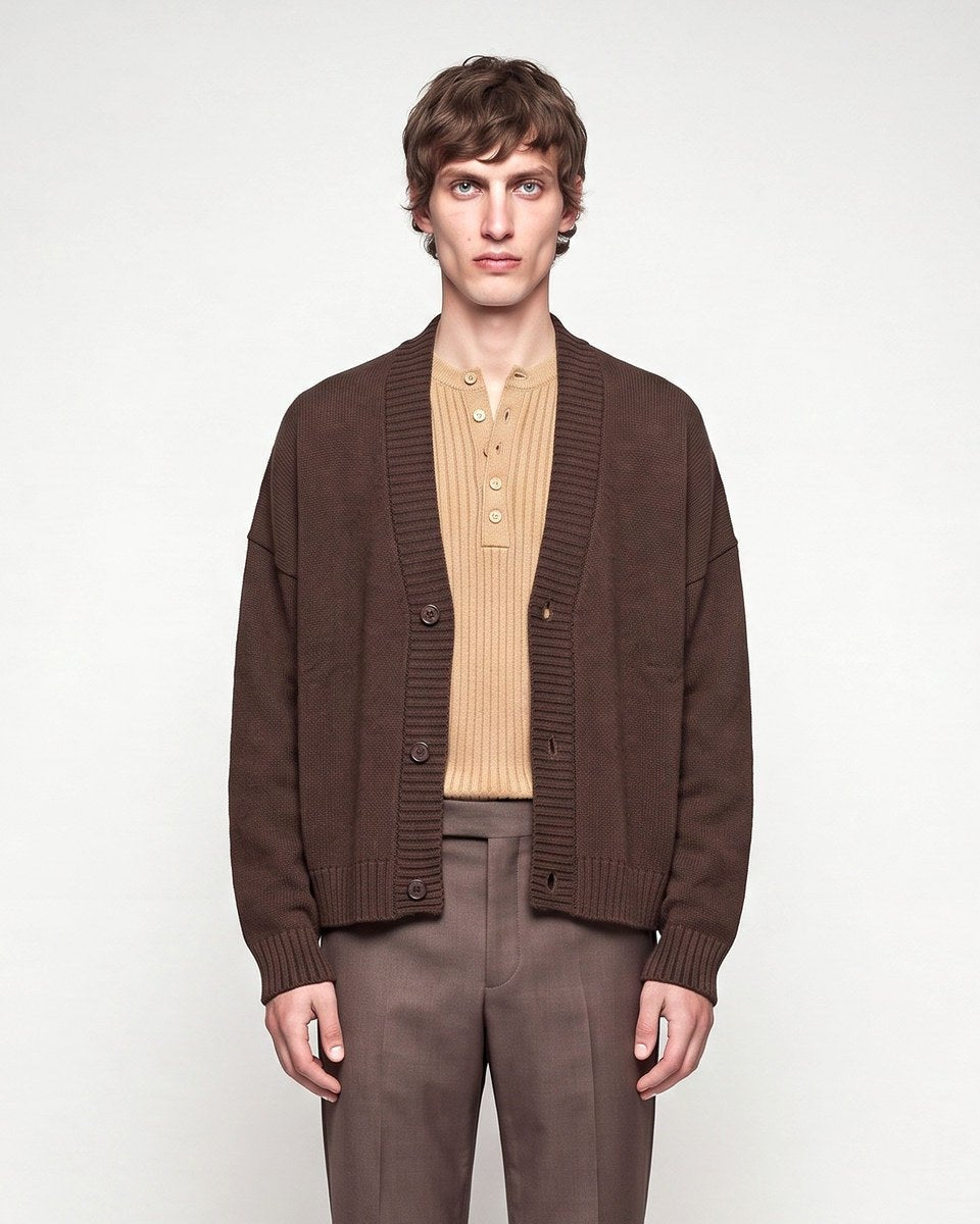 CARDIGAN CROP BROWN - Benevierre