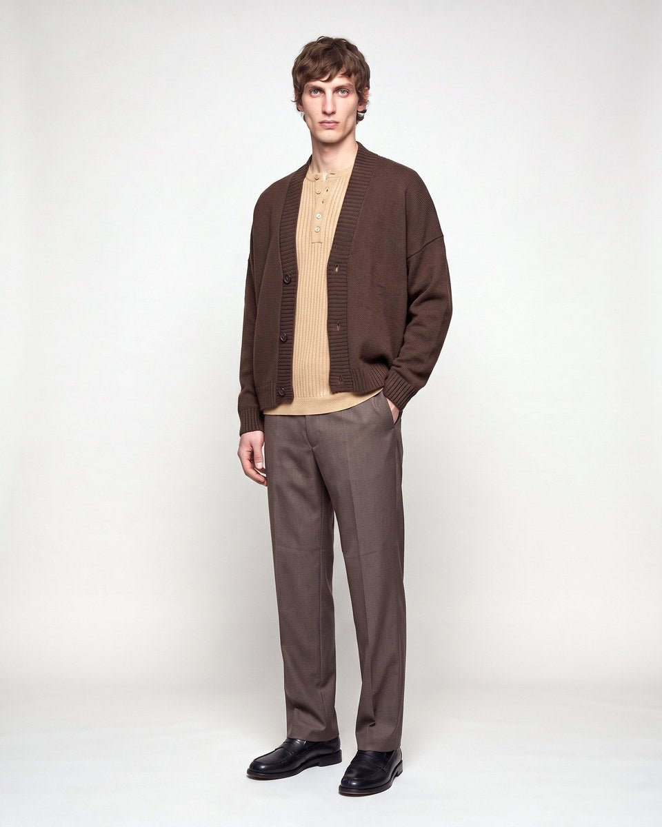 CARDIGAN CROP BROWN - Benevierre