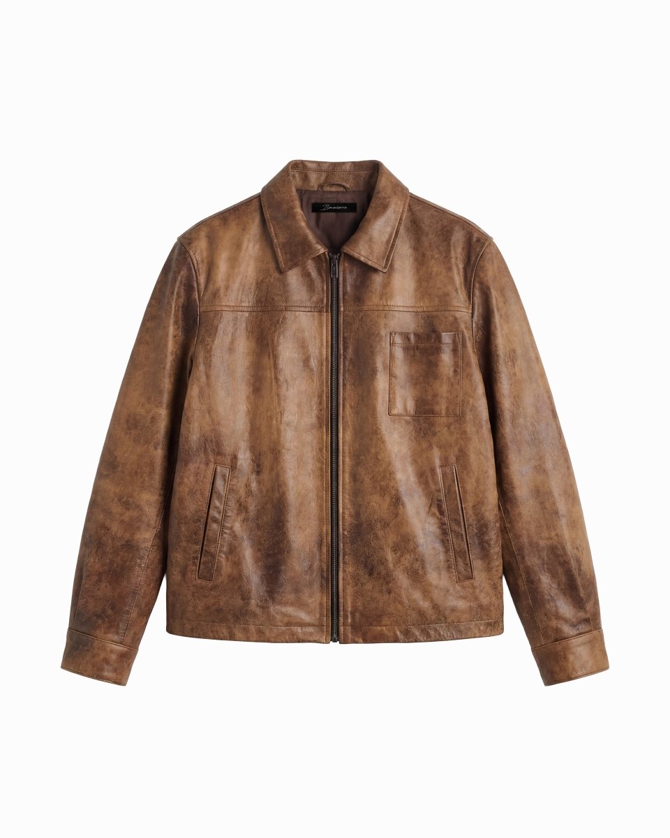 CITY LEATHER JACKET BROWN - Benevierre