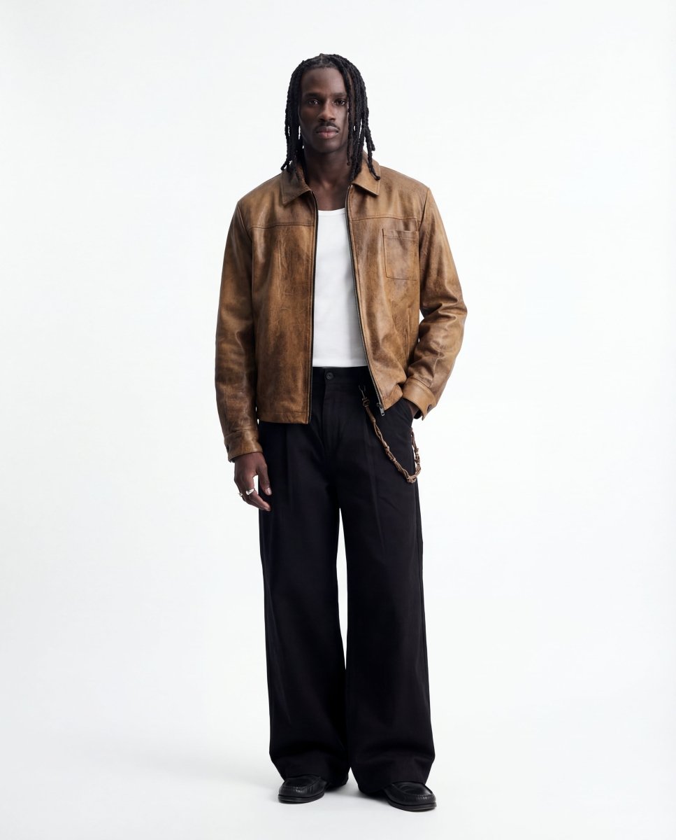 CITY LEATHER JACKET BROWN - Benevierre