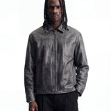 CITY LEATHER JACKET GREY - Benevierre
