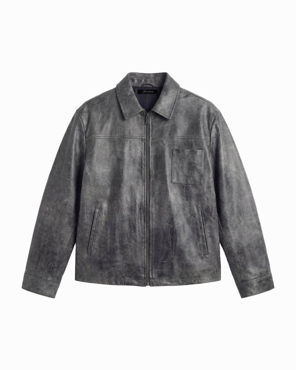 CITY LEATHER JACKET GREY - Benevierre
