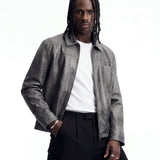 CITY LEATHER JACKET GREY - Benevierre