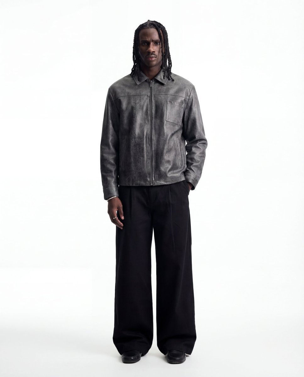 CITY LEATHER JACKET GREY - Benevierre