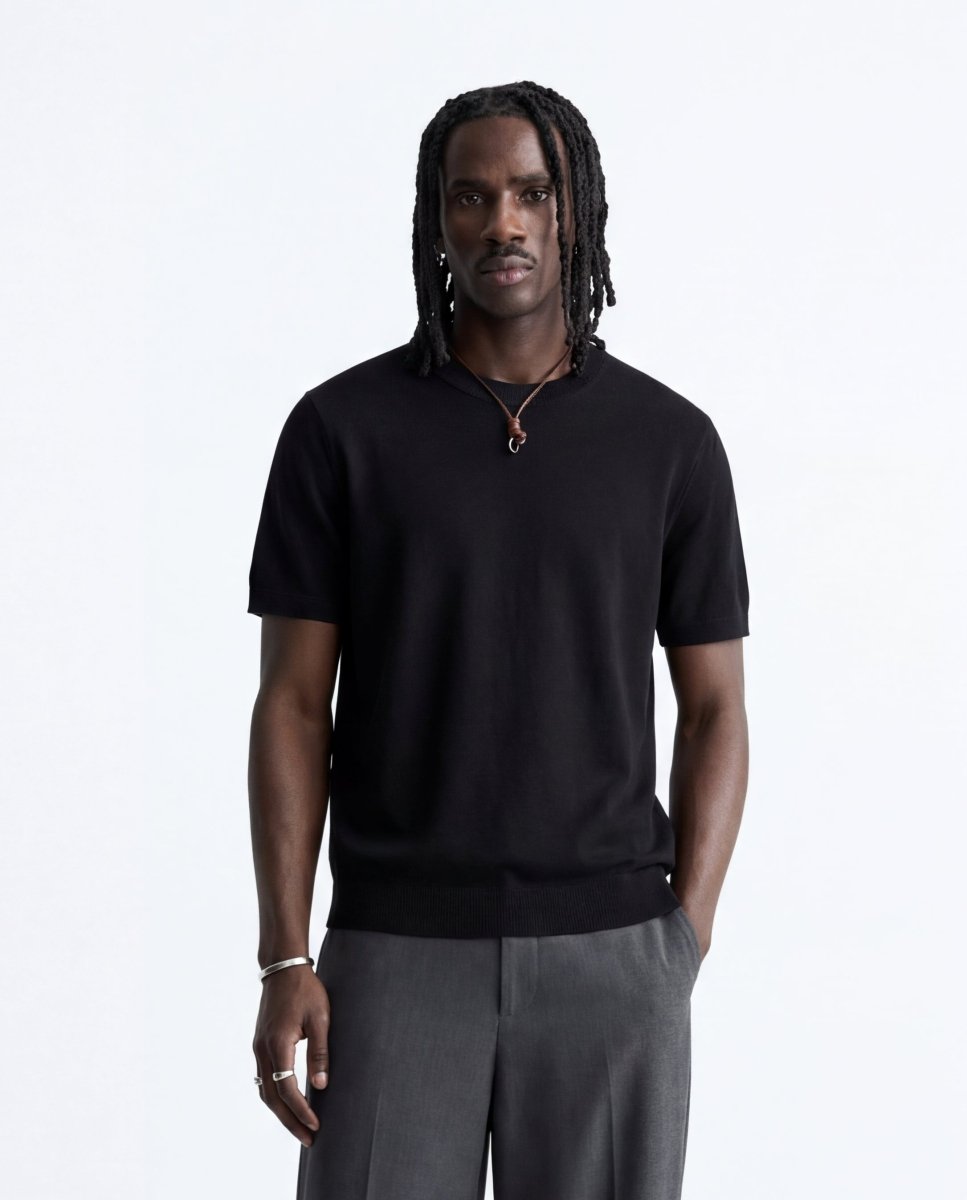 CLEAN KNIT TEE BLACK - Benevierre