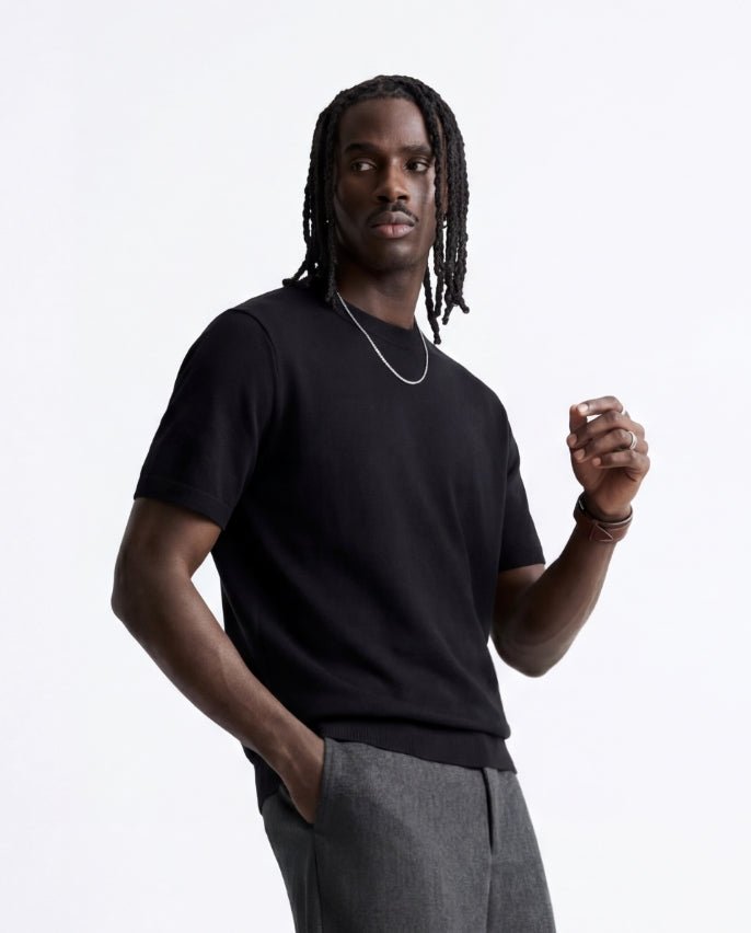 CLEAN KNIT TEE BLACK - Benevierre