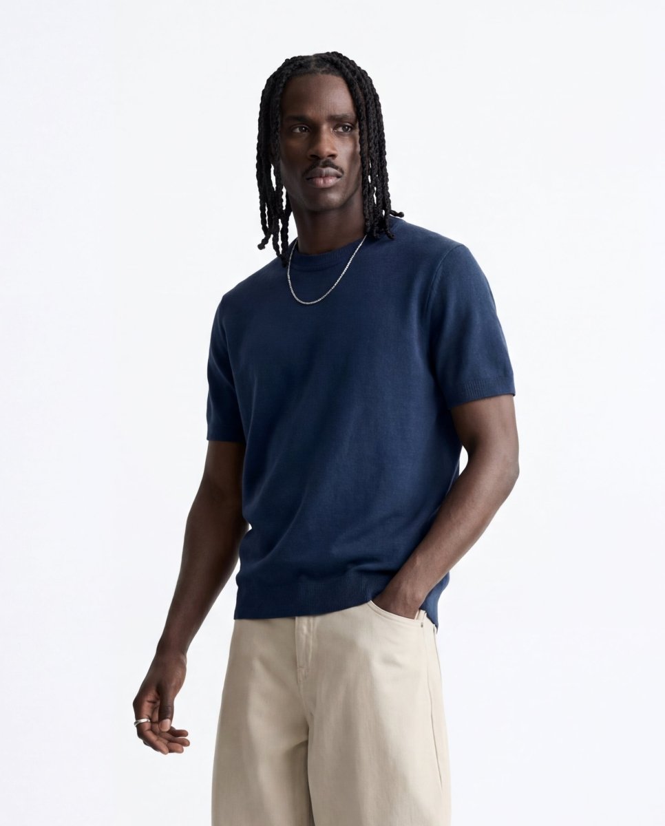 CLEAN KNIT TEE BLUE - Benevierre