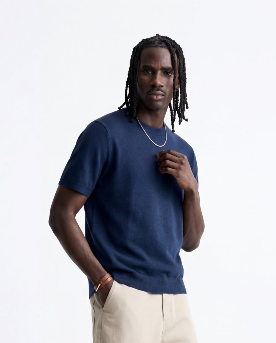CLEAN KNIT TEE BLUE - Benevierre