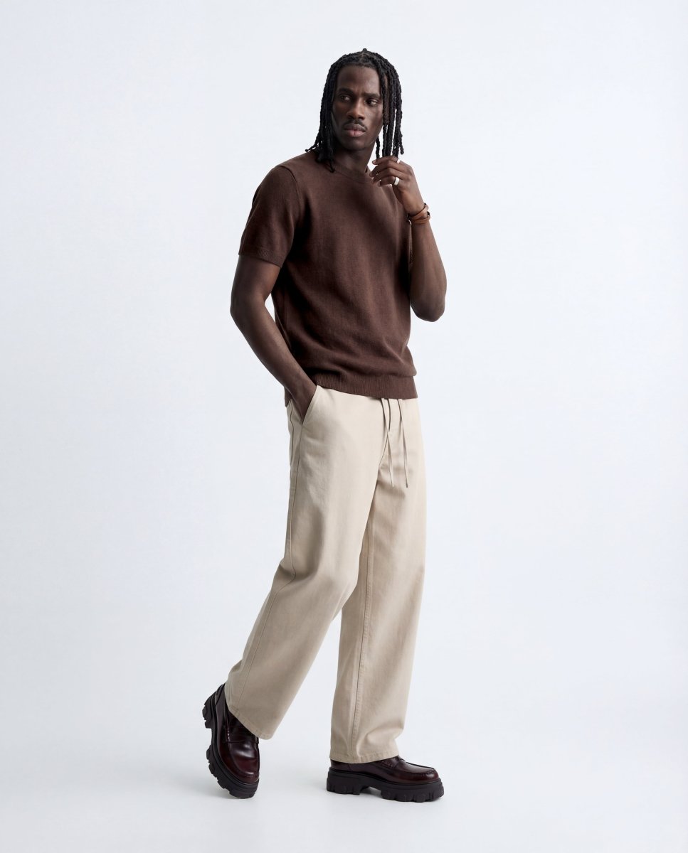 CLEAN KNIT TEE BROWN - Benevierre
