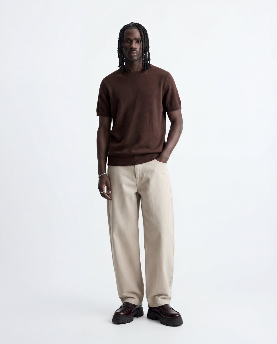 CLEAN KNIT TEE BROWN - Benevierre