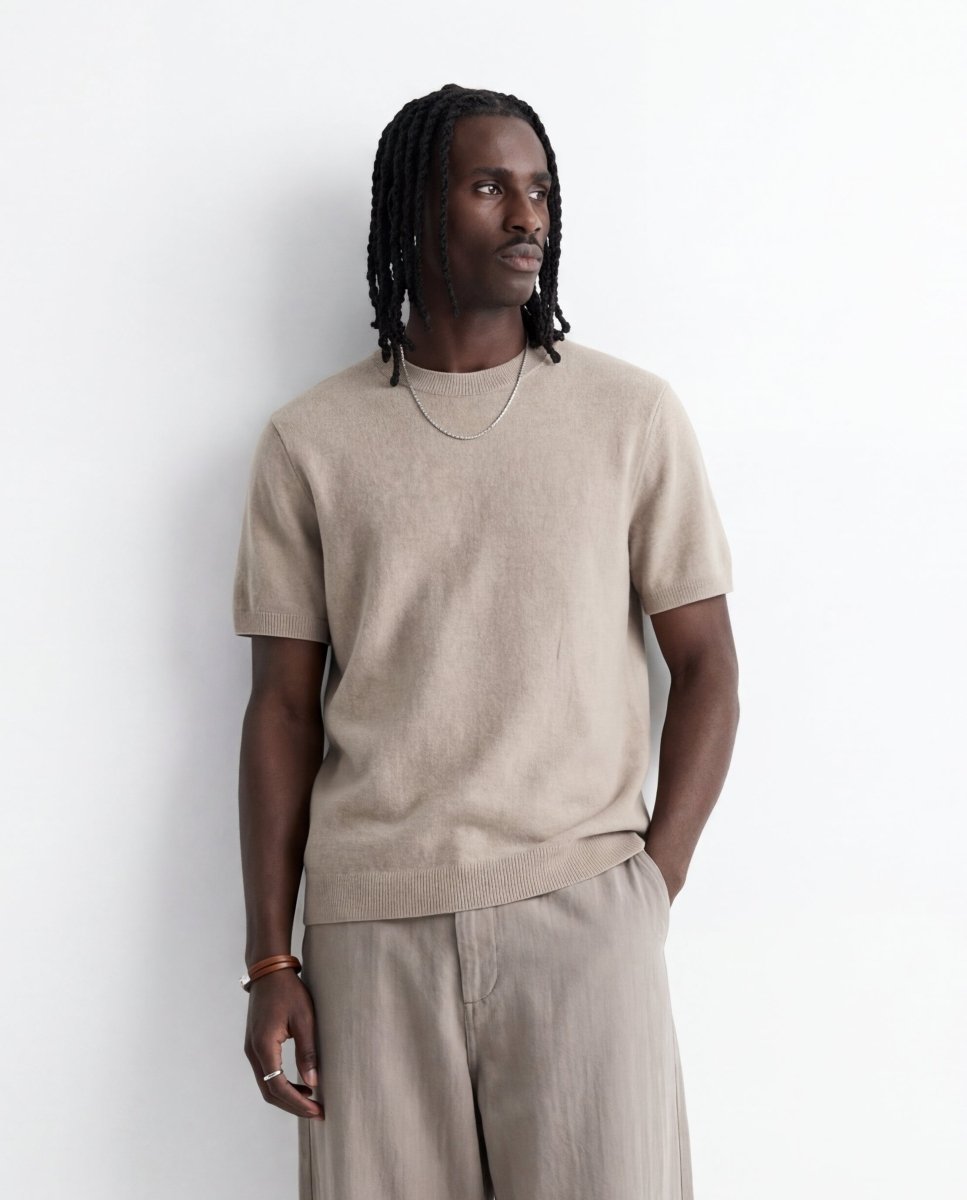 CLEAN KNIT TEE SAND - Benevierre