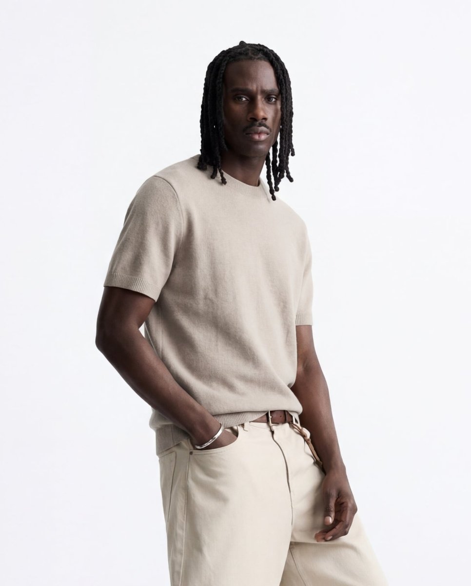 CLEAN KNIT TEE SAND - Benevierre