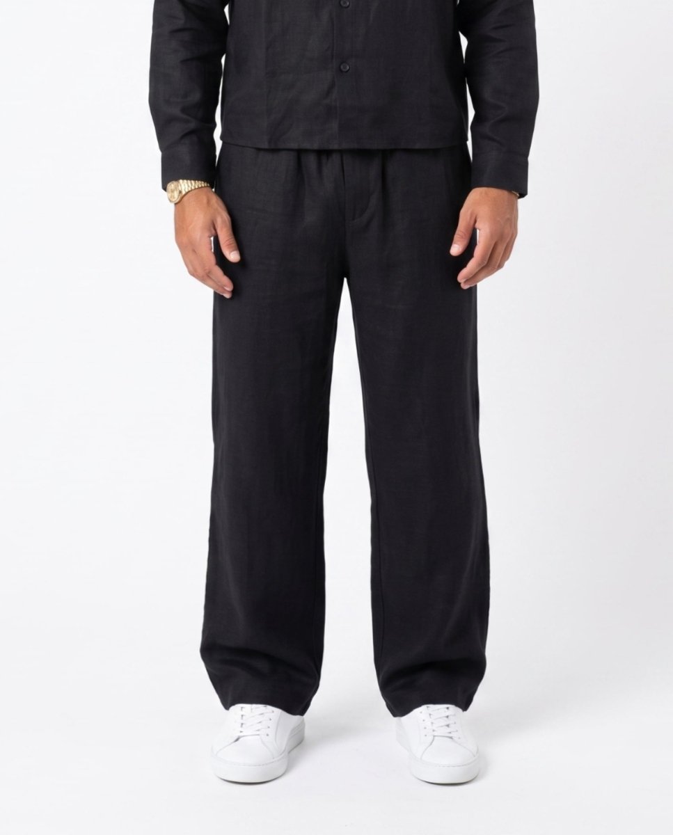 COORDINATO ELEGANT IN LINO BLACK - Benevierre
