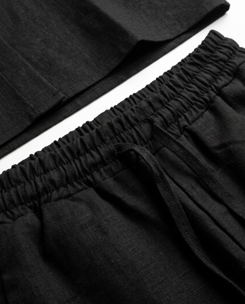 COORDINATO ELEGANT IN LINO BLACK - Benevierre