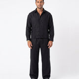 COORDINATO ELEGANT IN LINO BLACK - Benevierre